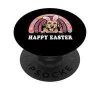Golden Retriever Dog Easter Bunny Eggs Hunting Boho Rainbow PopSockets PopGrip Adesivo