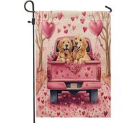 Golden Retriever Dog Fun Truck Puppy Bandiere Verticale Durevole Flag Robuste Bandiera Da Giardino Per Interno Cortile Prato 30X45Cm