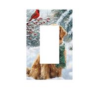 Golden Retriever Dog Green Scarf Red Bird Light Switch Wall Plate Faceplate Cover Single Rocker 1 Gang Decorator Outlet Presa Coperture per Casa Cucina Camera Bagno Decor