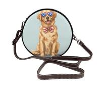 Golden Retriever Dog Occhiali da sole da donna rotondi borse a tracolla in pelle borsa a tracolla