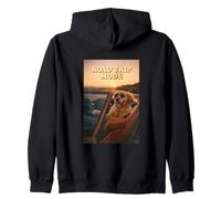 Golden Retriever Dog Open Road Journey Mode Tramonto Felpa con Cappuccio
