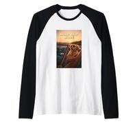 Golden Retriever Dog Open Road Journey Mode Tramonto Maglia con Maniche Raglan