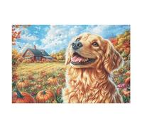 Golden Retriever Fall Pumpkin Puzzle 1000 Pezzi Rompicapo Relax Adulti Premium Pressione Ridotta Dopo Il Lavoro Sfida Educativa Idea Regalo Festa Aziendale 1000 PCS