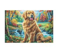 Golden Retriever Flower Field Cute Pet Wildlife Puzzle 1000 Pezzi Per Adulti Piacevole Divertente E Rilassante Perfetto Per Famiglia E Tempo Libero 1000 PCS（75x50cm）