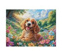 Golden Retriever Flower Garden Puzzle 500 Pezzi Per Natale Feste E Compleanni Happy Time Rompicapo Intelligente Idea Regalo Per Lui Padre E Fratello in Ogni Occasione 500 PCS
