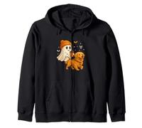 Golden Retriever Halloween Ghost Walking Golden Dog Felpa con Cappuccio