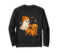 Golden Retriever Halloween Ghost Walking Golden Dog Maglia a Manica
