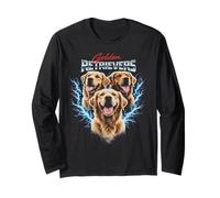 Golden Retriever Heavy Metal, Design Stile Bootleg per Cani Maglia a Manica