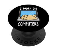 Golden Retriever I Work On Computer Dog Sleep Puppy Lovers PopSockets PopGrip Adesivo