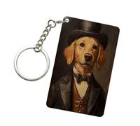 Golden Retriever Indossare Smoking Hat Acrilico Portachiavi Moda Portachiavi Auto Catene Acriliche Tag Per Uomo Donna