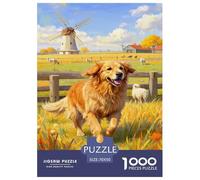 Golden Retriever Jigsaw Puzzle Impossibili 1000Pcs Decorazione Per La Casa. Giochi Rilassamento E Intelligence Per Adulti E Bambini Da 12 Anni 70x50cm/1000pcs