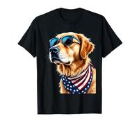 Golden Retriever Lover Bandiera USA 4 luglio Golden Retriever Maglietta