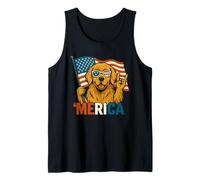 Golden Retriever Merica Bandiera americana 4 luglio amante dei cani Canotta
