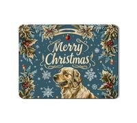 Golden Retriever Merry Christmas - Tappetino scolapiatti in gomma assorbente per cani, stile vintage, in pelle PU, 45,7 x 61 cm