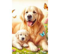 Golden Retriever mom and her puppy Notebook - Large 6 x 9 inches - 127 Pages