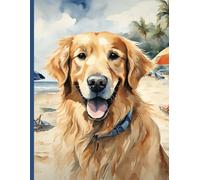Golden Retriever Notebook: 110 Wide Ruled 8.5" x 11" Pages with Dateline: Cute Dog Journal | Featuring a Happy Golden Retriever at the Beach: Great ... Notes, Journaling and Personal Organization