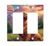 Golden Retriever - Placche di copertura per interruttore della luce, scenario di montagna al tramonto per decorazione domestica, piastre da parete in materiale termoplastico, dimensioni standard a