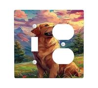 Golden Retriever - Placche di copertura per interruttore della luce, scenario di montagna al tramonto per decorazione domestica, piastre da parete in materiale termoplastico, dimensioni standard