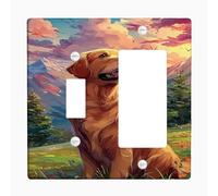 Golden Retriever - Placche di copertura per interruttori della luce, scenario di montagna al tramonto per decorazioni domestiche, piastre da parete in materiale termoplastico, dimensioni standard