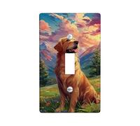 Golden Retriever - Placche di copertura per interruttori della luce, scenario di montagna al tramonto per decorazioni domestiche, piastre da parete in materiale termoplastico, dimensioni standard a