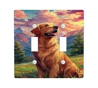 Golden Retriever - Placche di copertura per interruttori della luce, scenario di montagna al tramonto per decorazione domestica, piastre da parete in materiale termoplastico, dimensioni standard a