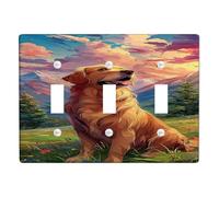 Golden Retriever - Placche di copertura per interruttori della luce, scenario di montagna al tramonto per decorazione domestica, piastre da parete in materiale termoplastico, dimensioni standard