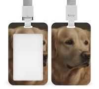 Golden Retriever porta badge con cordino, cordino staccabile, custodia protettiva verticale per carte d'identità, porta badge multiuso per ufficio, insegnanti, infermieri