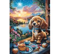 Golden Retriever Puppy at Picnic Puzzle 300 Pezzi Rompicapo Per Momentidi Pace Mitos Animal Planta Attività Solitaria Rilassante Antistress Naturale Regalo Per Chi Ama La Tranquillità 300 PCS