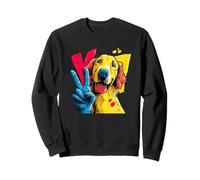 Golden Retriever Segno della Pace retrò Pop Cane Gesto Grafico Felpa