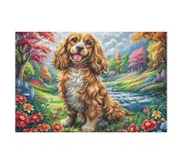 Golden Retriever Spring Flower Field Puzzle 1000 Pezzi Rilassamento Antistress Premium Rompicapo Pressione Ridotta Attività Mindfulness Rigenerazione Mentale1000 PCS