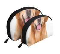 Golden Retriever stampato, Borsa per trucco a conchiglia Portamonete da donna Borsa da toilette piccola Borsa per cosmetici 2 pezzi