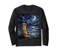 Golden Retriever Starry Night Dog at The Beach Opera d'Arte Maglia a Manica