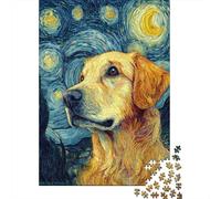 Golden Retriever Starry Night Puzzle Impossible 1000 Pezzi Decorazione Per La Casa. Rilassamento E Intelligence Per Adulti E Bambini Da 12 Anni 52x38cm/1000pcs