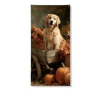 Golden Retriever - Striscione decorativo per porta autunnale, decorazione vintage per cani raccolti autunnali, per interni ed esterni, forniture per le vacanze del Ringraziamento, 91 x 182 cm