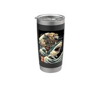 Golden Retriever su uno squalo giapponese Samurai Kanagawa Wave Bicchiere termico in acciaio inox doppia parete