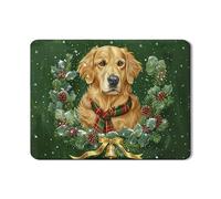 Golden Retriever - Tappetino scolapiatti per bancone della cucina, motivo ghirlanda di pigne, in gomma assorbente, motivo natalizio, 45,7 x 61 cm