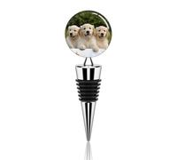 Golden Retriever - Tappo per bottiglia di vino, riutilizzabile, con chiusura sottovuoto, ideale come regalo per bar, feste, matrimoni, celebrazioni