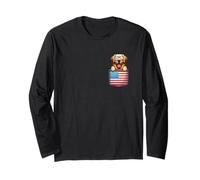 Golden Retriever Tasca Bandiera Americana 4 Luglio Amante dei Cani Maglia a Manica