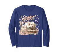 Golden Retriever Under Cherry Blossoms Love Reading Books Maglia a Manica