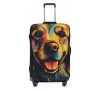Golden Retriever Vector Colorful Vector Elastico Viaggio Copertura Valigia, Stampa Valigia Bagaglio Copertura Anti-Graffio, Nero , L