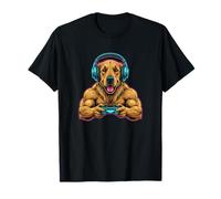 Golden Retriever Video Games Funny Muscleman Dog Lover Maglietta