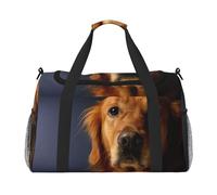 Golden retriever1, borsa da viaggio con stampa, borsa da weekender, borsa da allenamento, borsa da yoga, borsone per oggetti personali per Audlts, Nero , Taglia unica