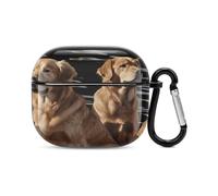 Golden Retrievers Custodia per auricolari Bluetooth, protezione integrale antiurto, custodia rigida con supporto per ricarica wireless con portachiavi, regalo personalizzato per AirPods 3