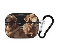 Golden Retrievers - Custodia protettiva antiurto per Airpods Pro di seconda generazione, con moschettone, anti-caduta, colore nero
