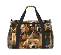 Golden Retrievers stampa grande tela viaggio Duffel Bag Weekender Borse per le donne Borsa da notte Carry On Tote Bag, nero, Taglia unica
