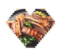 Golden Roast Print Building Brick Block Puzzle - Puzzle con immagine a forma di cuore, puzzle in legno