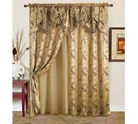 Golden Rugs - Tenda a pannello con mantovana e supporto per camera da letto, soggiorno, sala da pranzo, 30 x 200 cm, collezione Jana (Taupe)