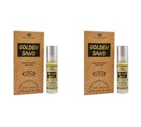 Golden Sand Concentrated Perfume Oil Roll-On (6ml x 2) | Alcohol-Free Long Lasting Arabic Attar for Men & Women | Sweet Woody Amber Unisex Perfume Combo Pack