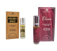 Golden Sand & Elena Concentrated Perfume Oil Roll-On (6ml x 2 Combo Pack) | Alcohol-Free Long Lasting Arabic Attar for Men & Women | Woody, Floral, Musky Unisex Perfume