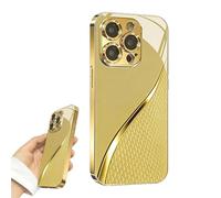 Golden Scale Pattern Hard Case for iPhone, Scale-Patterned Gold Plating, for iPhone 17/16/15/14/13/12/11 Pro Max (14)